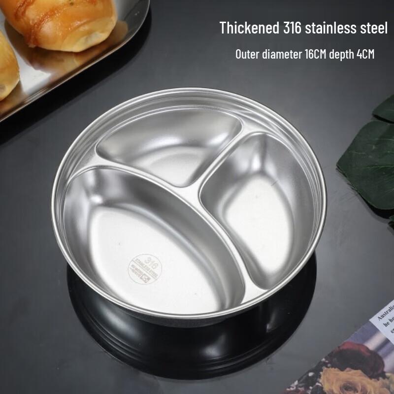 2-Pack Stainless Steel Rectangular Divided Serving Plates