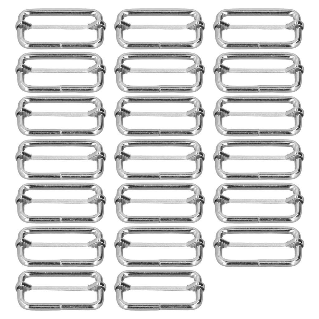20Pcs Metal Rectangle Adjuster Durable Fadeless Exquisite Wide Application Metal Buckle for Clothes