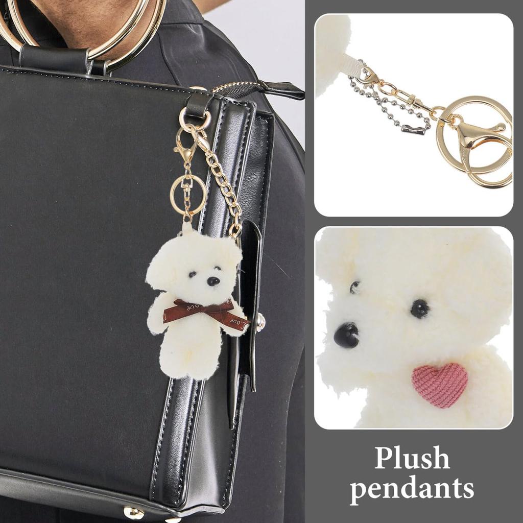 EXCEART Plush Puppy Keychain, Fluffy Dog Keychain, Dog Pendant, Door, Mini Dog Toy, 2-Piece Set