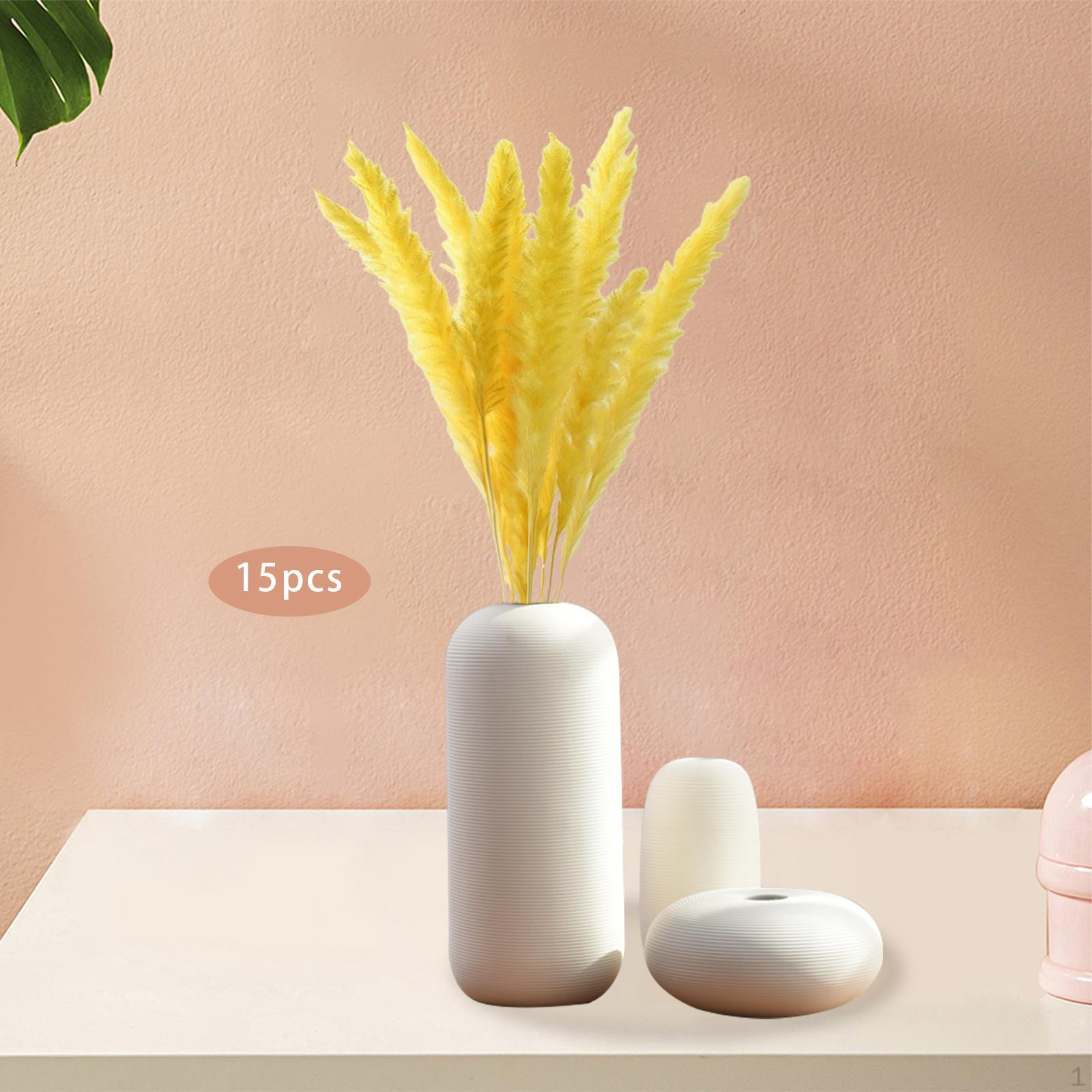 

15 шт. Искусственные сушеные, тростниковые цветы, букет, для вазы, цветочная композиция, свадебный стол жёлтый