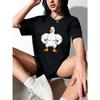 Funny Duck Print Casual Sports Printed T-shirt Woman Round Neck Running Fitness Short Sleeves Tops Women's Activewear Fashion