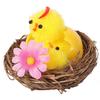 Decorative Easter Figurine: Hen with Chick In Nest - 5.5 CM Yellow