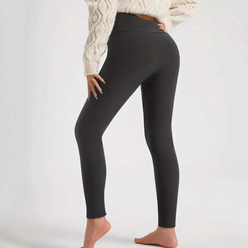 Womens High Waist Slim Fit Sports Leggings Thick Solid Color Yoga Pants Elastic Casual Base Layer