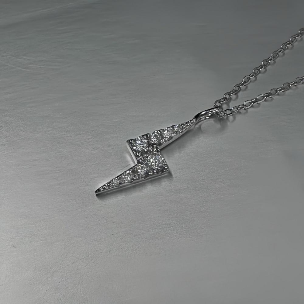 Hip Hop Herren Zirkon Edelstahl Blitz Anhänger Halskette Einfache Punk Halskette Für Frauen Retro Party Schmuck