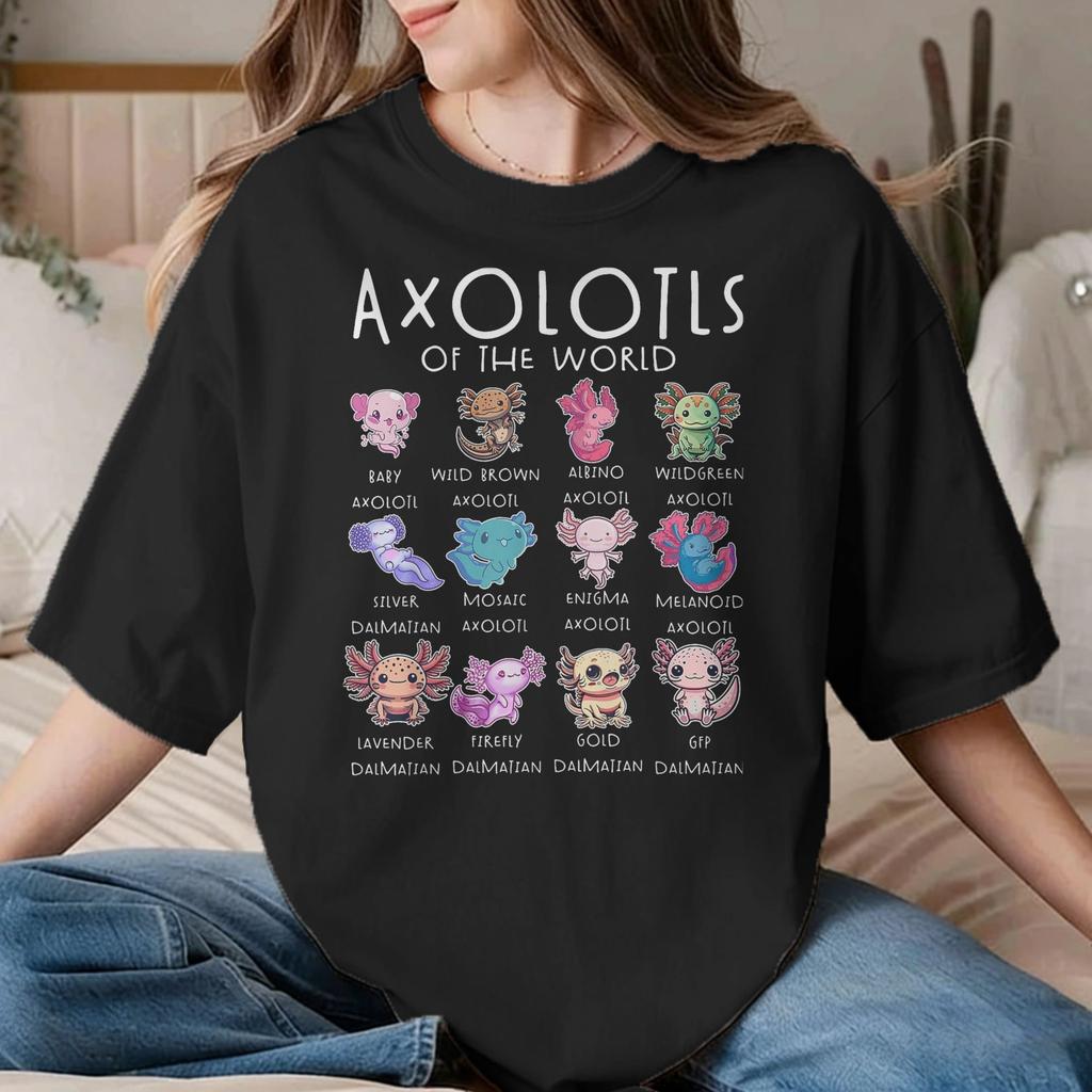 I Axolotl Questions for Unisex Unisex T Shirts Cute Axolotls Vintage Tees Round Neck TShirts 100 Cotton Printed Clothing
