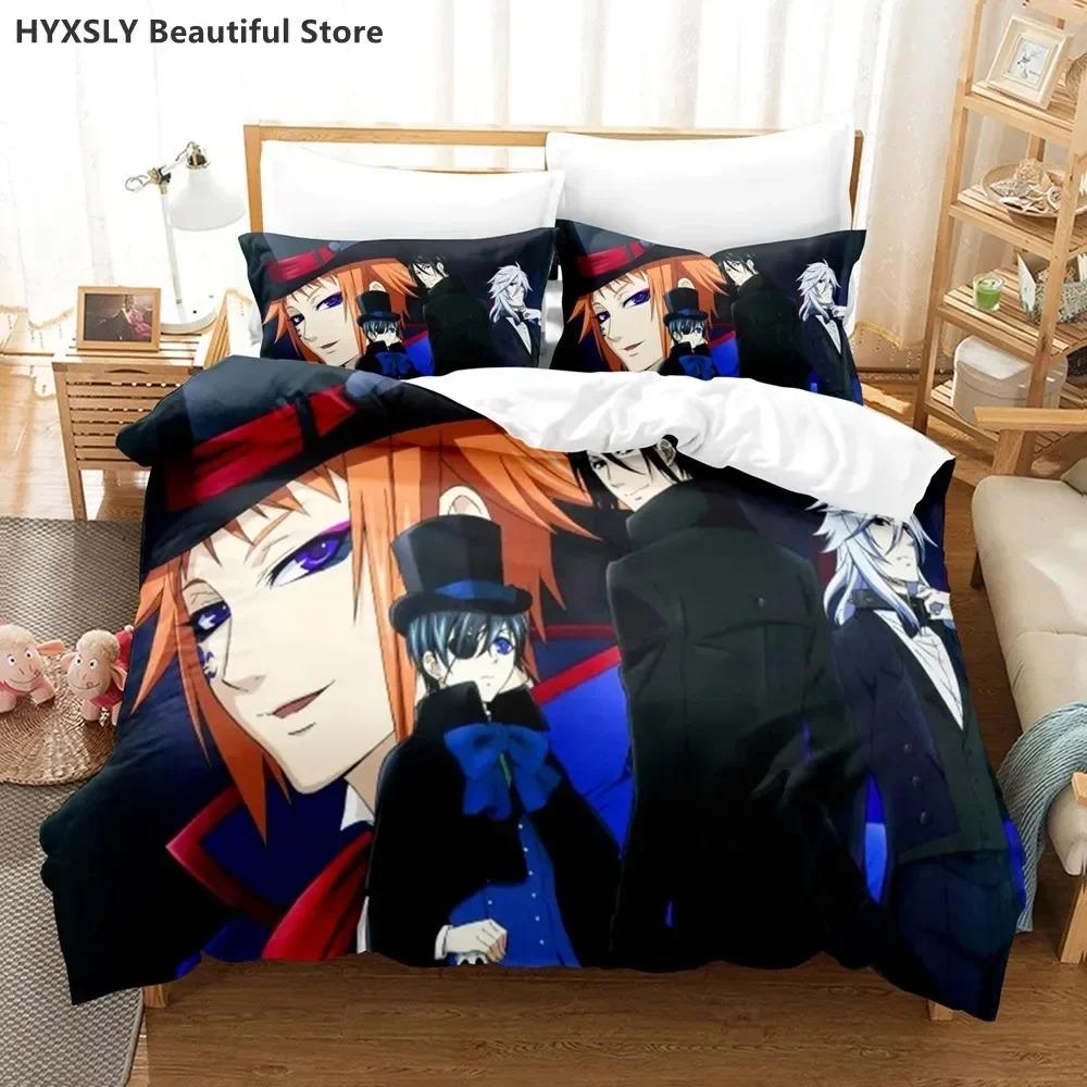 Black Butler Anime Bedding Set Duvet CoverPillowcases Single Twin Full Queen King Kids Teens 3D Duvet Cover Sets Bed Linen
