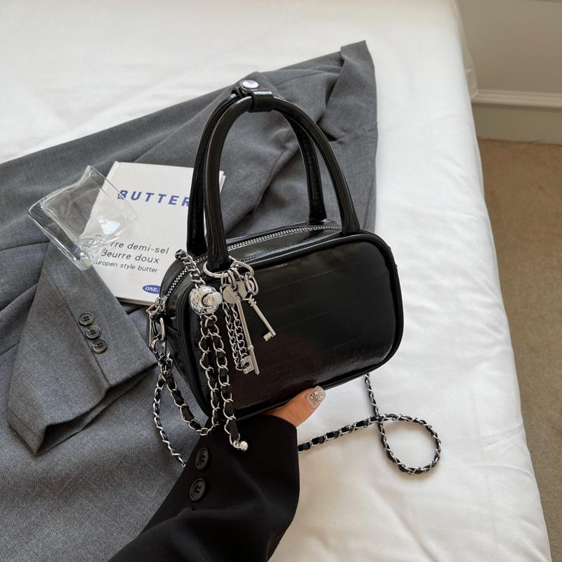 New textured silver small square bag niche versatile large capacity simple shoulder messenger bag bag women