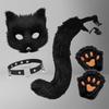 Fox Ear & Tail Halloween Cosplay Set with Paws - Handmade Plush Animal Mask
