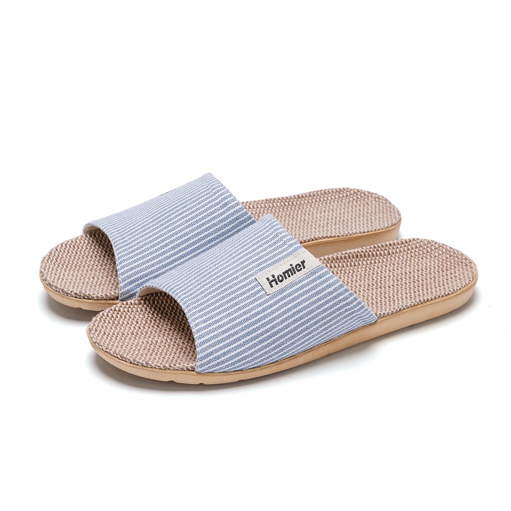 Linen Women Home Slippers Flat Lightweight Indoor Slides Cloud Comfortable Non-slip Slippers Breathable Soft Men Living Room Slippers