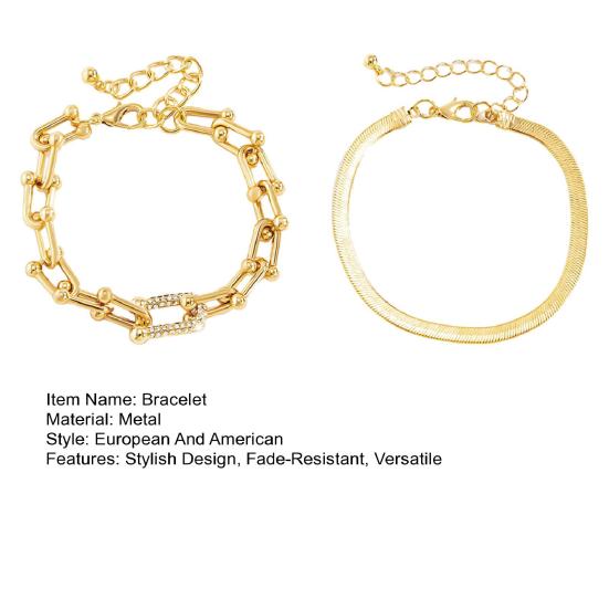 U-Shaped Bangle Bracelets for Women Punk Metal Snake Bone Shape Bracelet Trendy Zircon Hoop Link Charm Jewelry