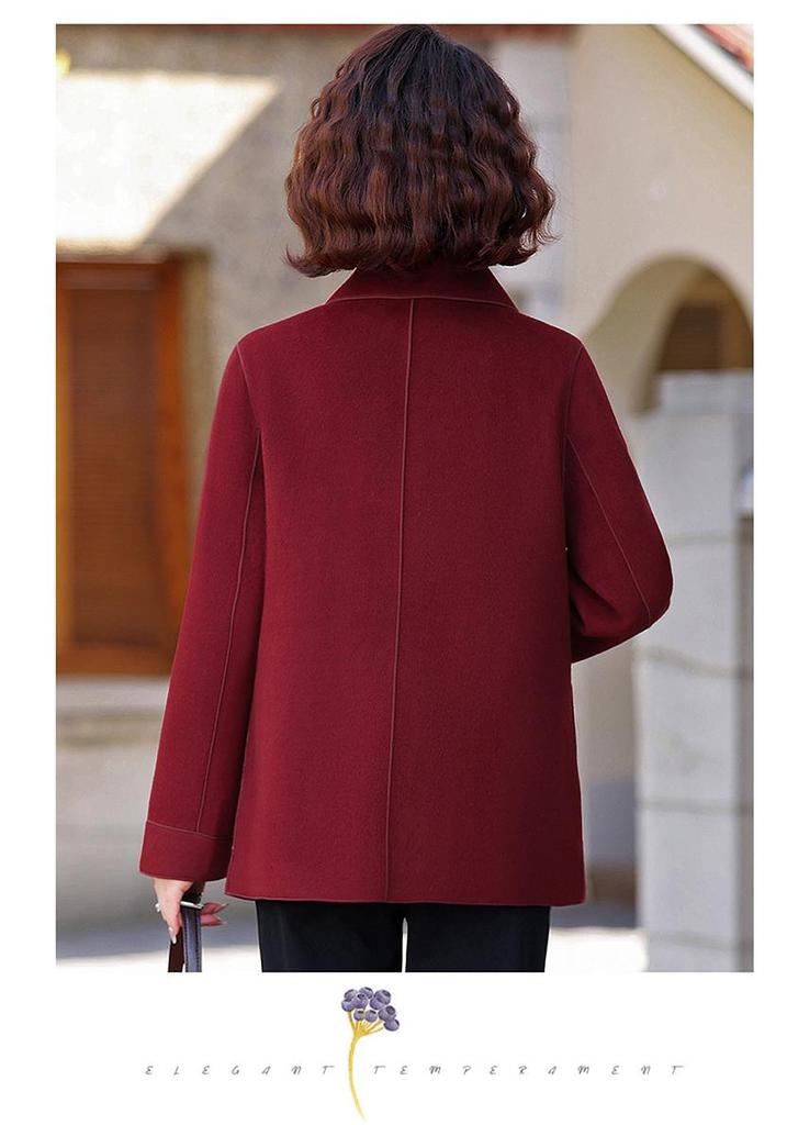 Stylish Slim Fit Double-Sided Woolen Coat for Middle-Aged Women - Versatile Autumn/Winter Wear