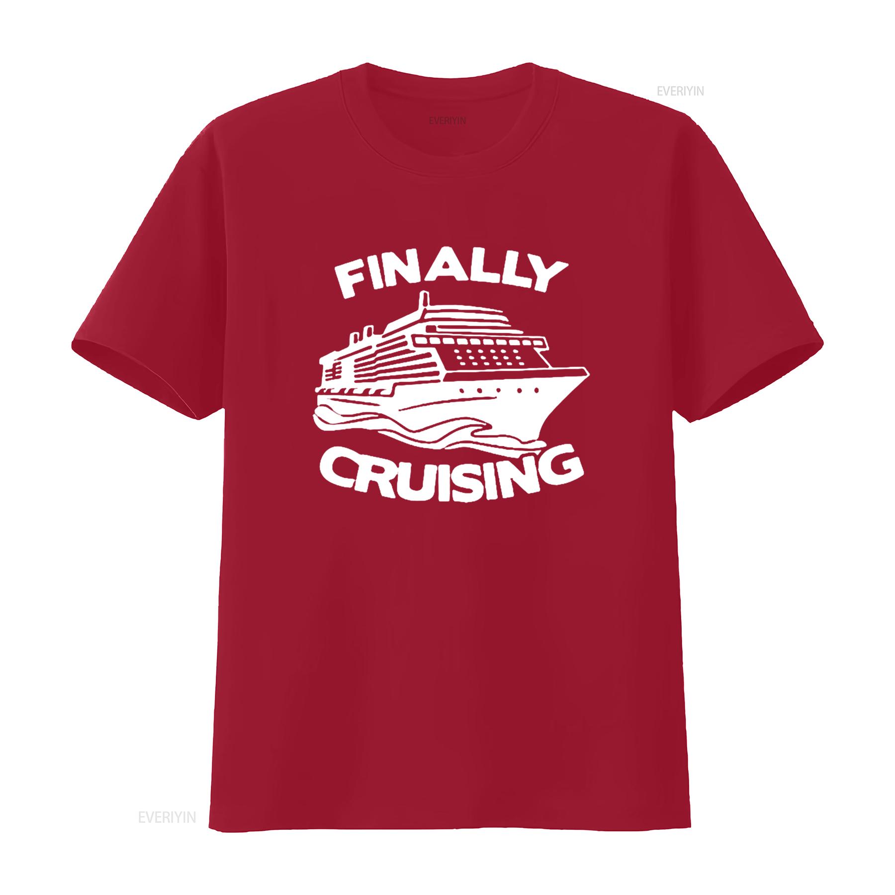 Finally Cruising Cruise Ship Vacation Womens T Shirt Black L vintage Washed homme fashion Breathable Stylish Unisex S