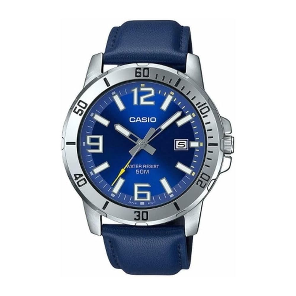 Casio MTP-VD01L-2BV Men s Enticer Blue Leather Band Blue Dial Casual Analog Sport Watch