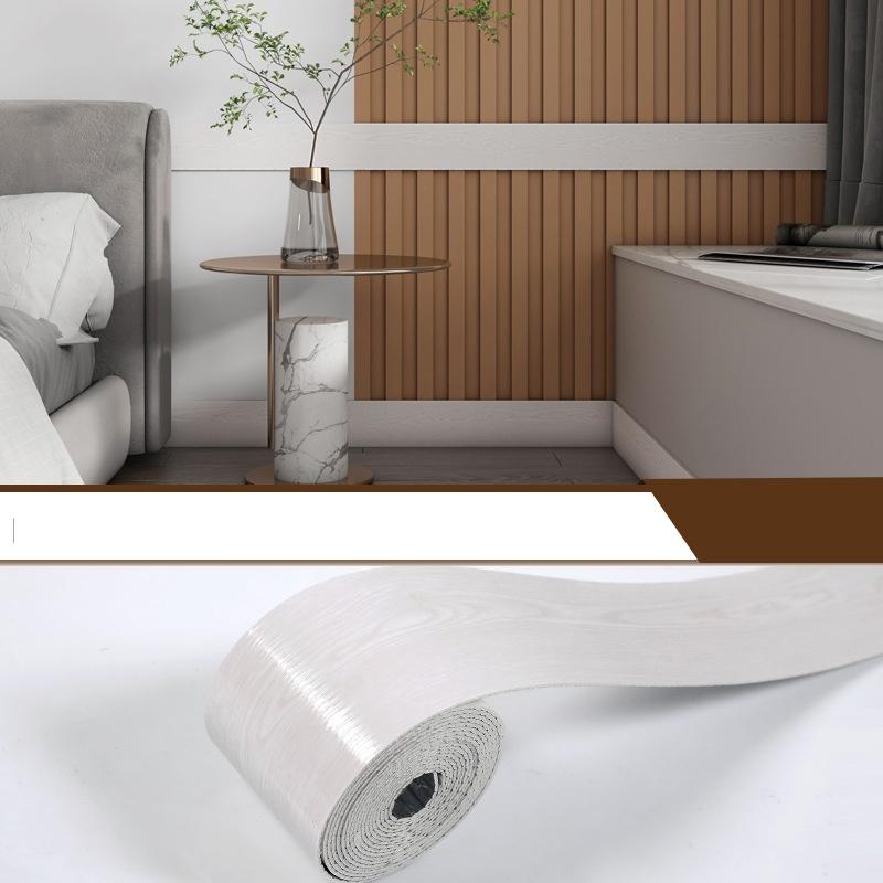 1PC 5mX10cm Self-adhesive Border Floor Stickers for Living Room Skirting Line Waterproof Waist Line Wallpaper