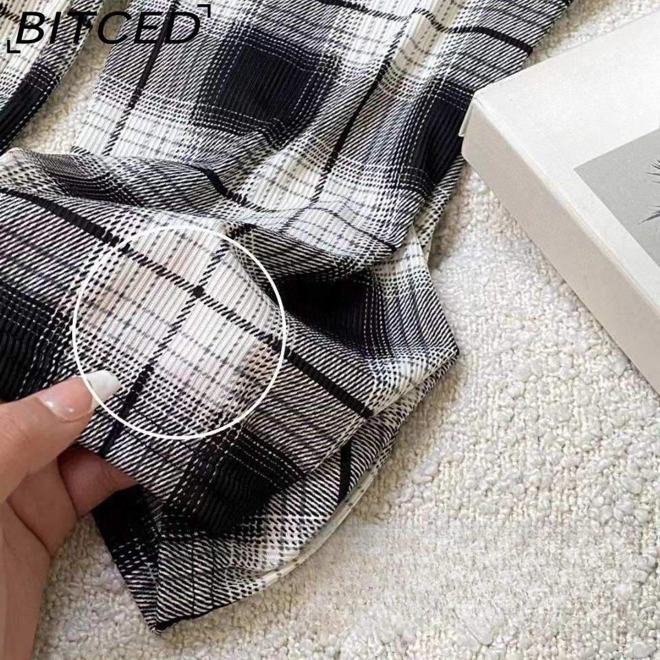 BITCED Vintage-Style Wide-Leg Trousers for Women Spring/Autumn Striped Tie-Dye High-Waisted Straight-Leg Casual Trousers with Drape