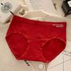 Plus Size Girl Benming Year Red Cotton 10A Antibacterial Extension Crotch High Waist Briefs