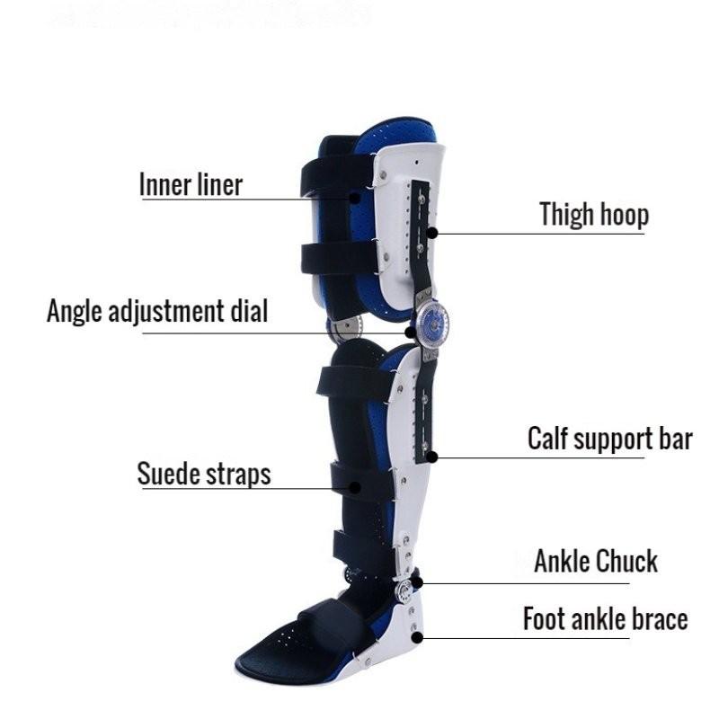 New Adjustable Angle Height Knee Ankle Foot Orthosis Brace Thigh Knee Joint Foot Support Fixator Rehabilitation Ligament Protector