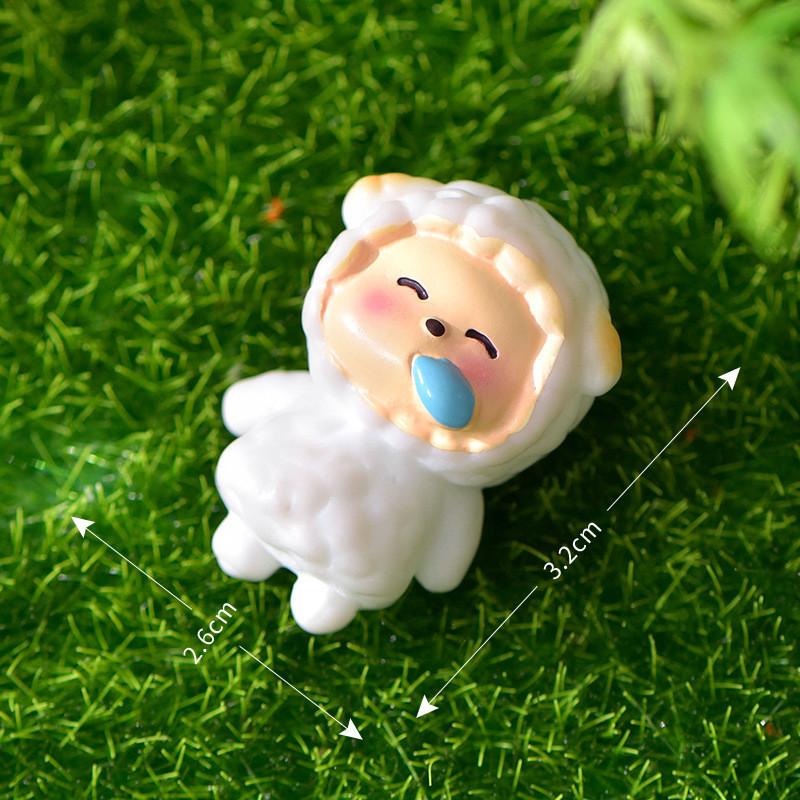 Adorable Resin Sheep Figurine Cute Garden Diy Decoration Cartoon Style