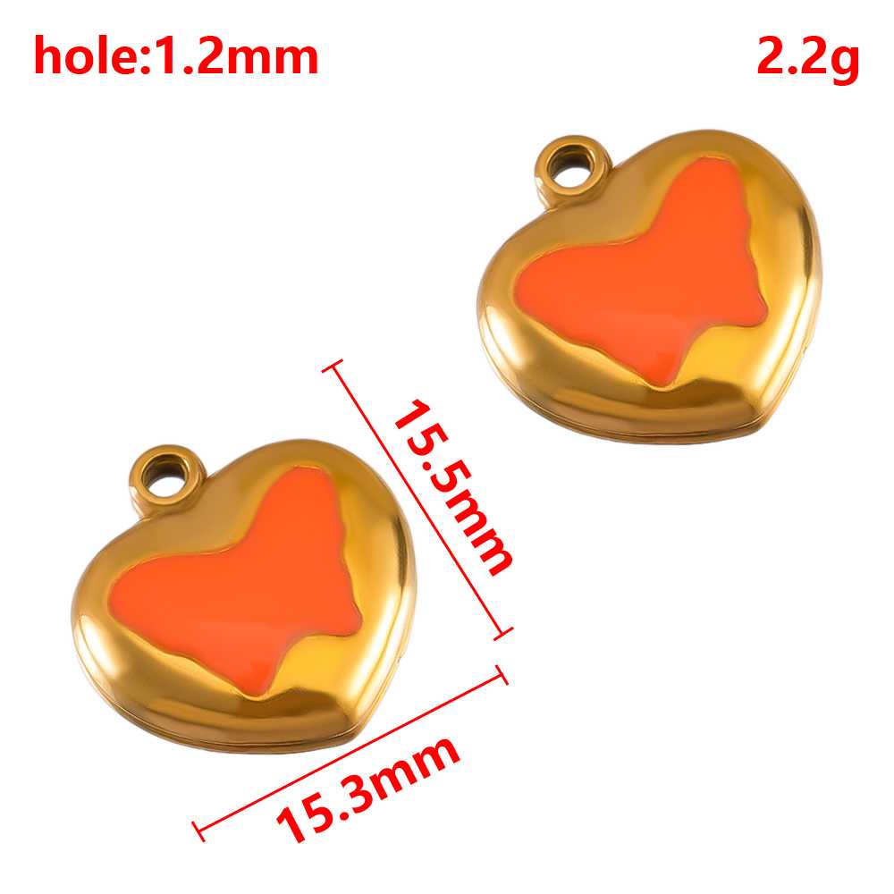 2pcs Stainless Steel Orange Enamel Retro Anklet Charm Bohemia Gold Plated Pendant Base for DIY Earring Necklace Jewelry Findings