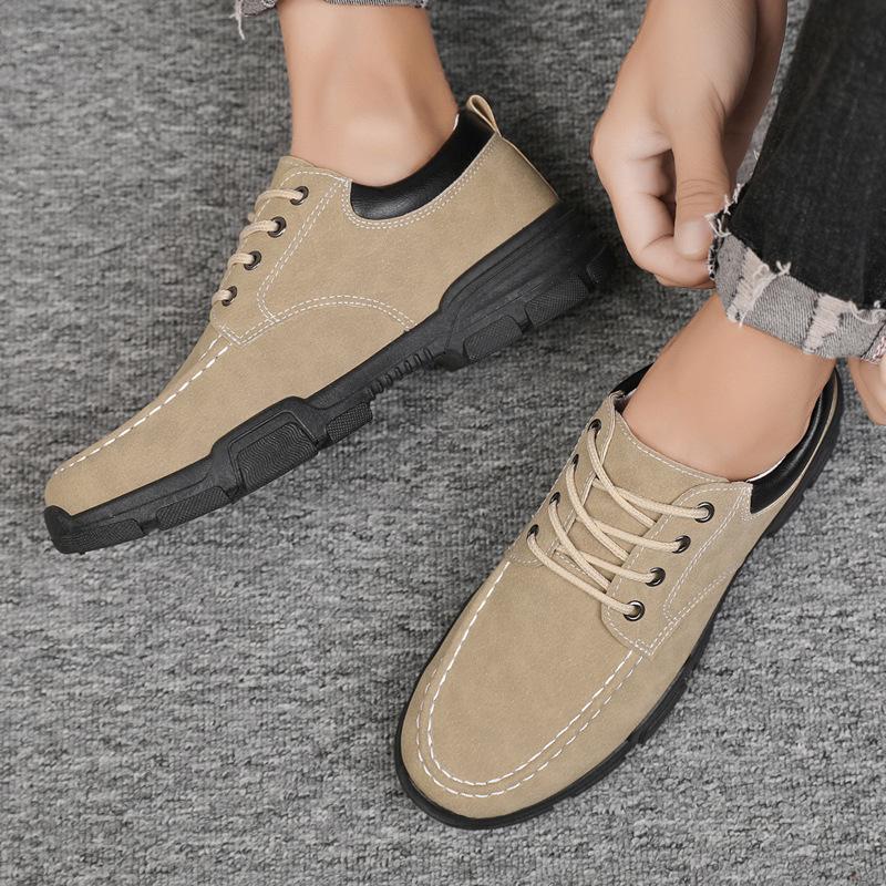 Hot Men Ankle Boot Trendy Men's Casual Shoes Low-top Versatile Man Work Footwear Comfortable Non-slip Men Leather Shoes 2024 New