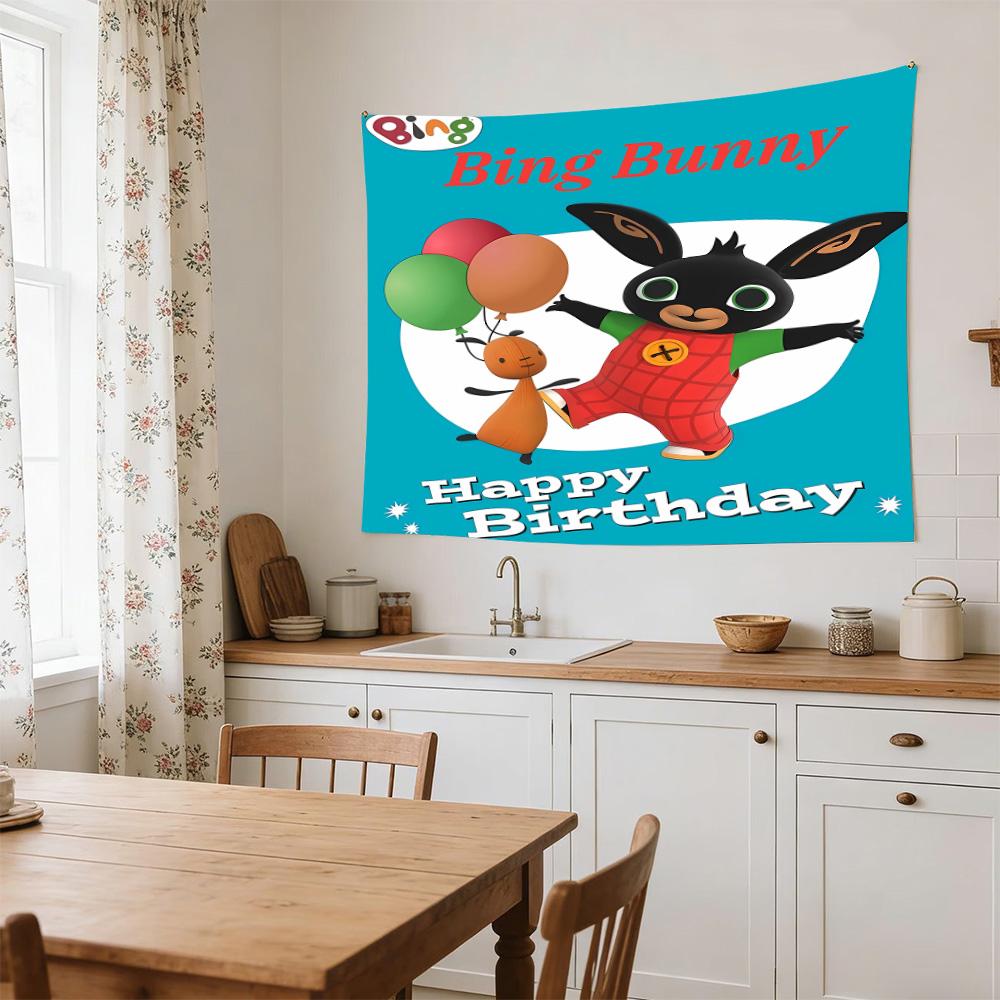Bunny Birthday Card Large Wall Tapestry,Ideal for Office Backdrops, Holiday Gifts, Home Decor (Living Room, Bedroom, Dorm, Parties), and Outdoor Celeb