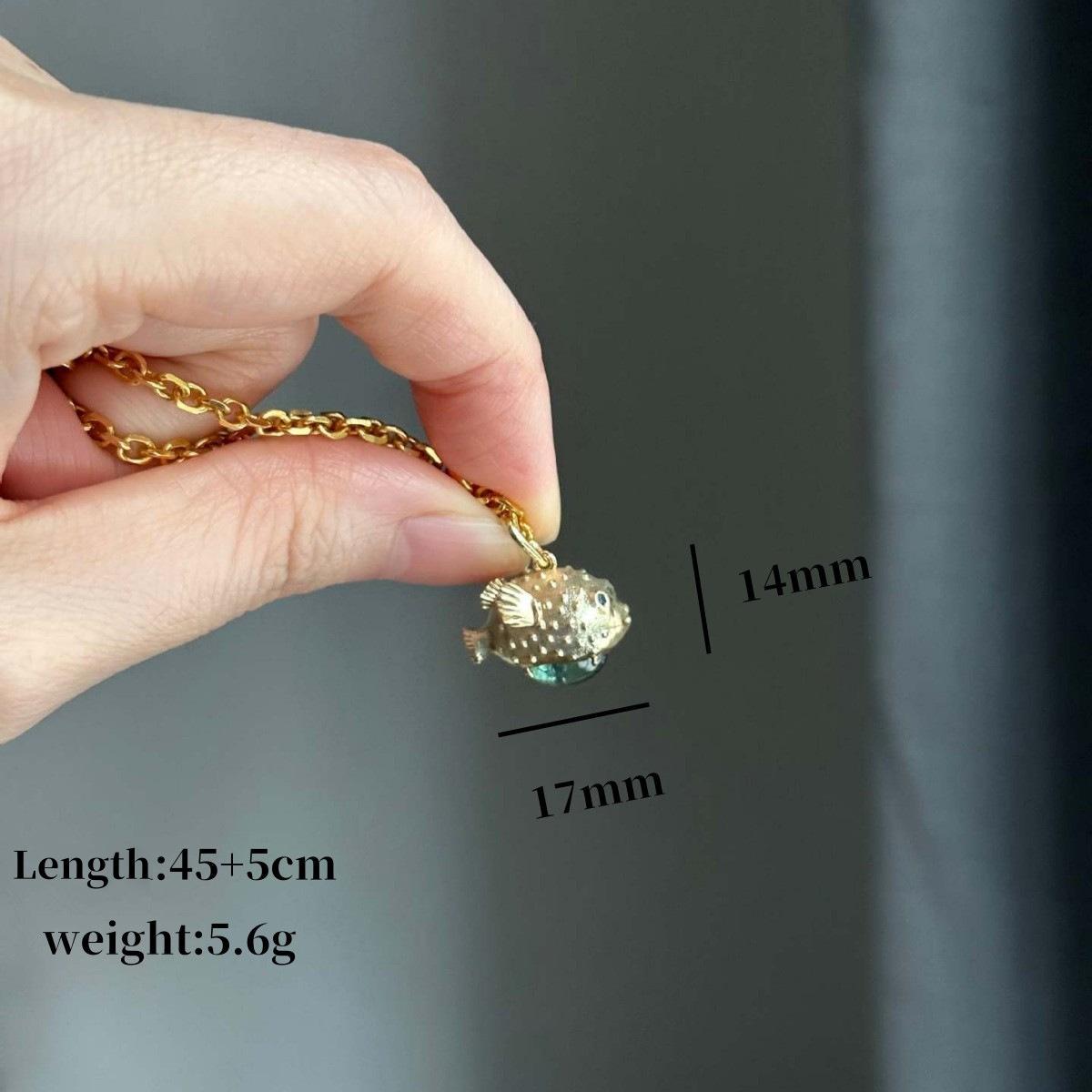 Fashion Vintage Ocean Series Pendant Cute Crab Jellyfish Goldfish Pendant Necklace Plated 18K Gold