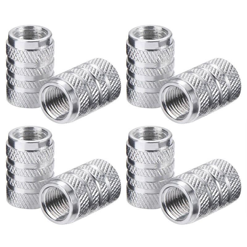 4Pcs Car Tire Valve Stems Cap Knurling Style Tire Valve Cap Aluminum Tire Wheel Stem Air Valve Cap Car Universal Accessories