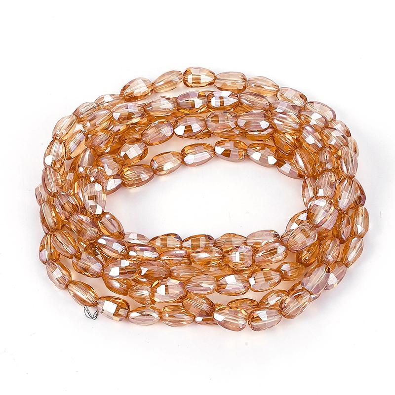 10 Colors 6x8mm Faceted Glass Beads Loose Craft Spacer Beads for DIY Jewelry Bracelet Necklace Earring Keychain Making Crafts