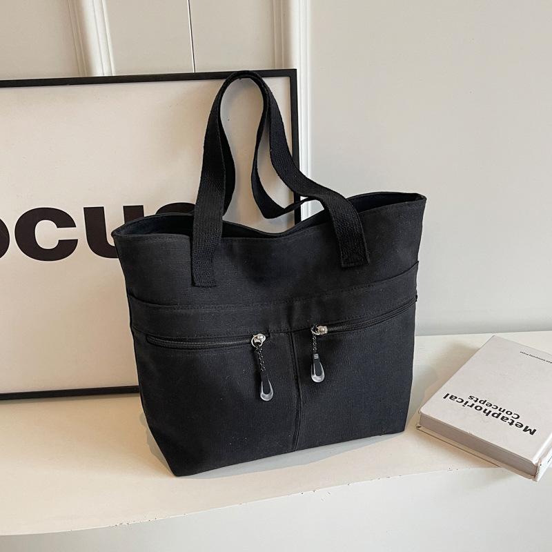 

Простая и модная сумка-тоут большой вместимости 2024 лето новая простая повседневная для поездок на работу на одно плечо подмышку сумка-тоут чёрный