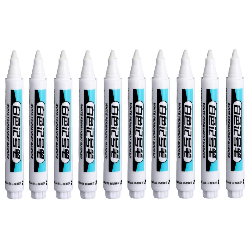1-20Pcs White Permanent Marker Pens 0.7/1.0/2.5MM Markers Paint Pen For Plastic Leather Glass Stone Metal Art Painting Supplies