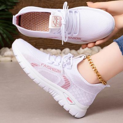 Damen Schnürschuhe Atmungsaktive Walking-Schuhe Bequeme und Leichte Gestrickte Mesh-Schuhe