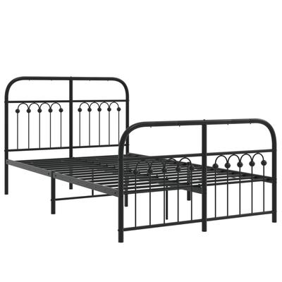 Struttura Letto in Metallo con Testiera e Pediera Nera 120 x 190 cm
