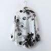 Autumn Retro Simple Printed Long-sleeved Satin Shirt Women