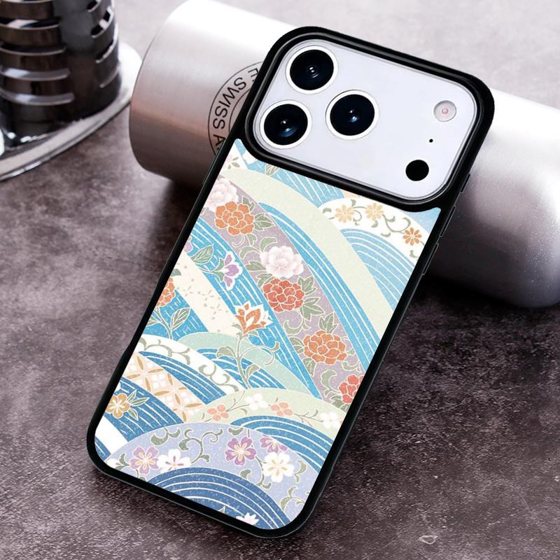 Japanese Style Floral Texture Phone Case for iPhone 17 16 15 Pro Max Air 14 13 12 11 Plus Shockproof Cover