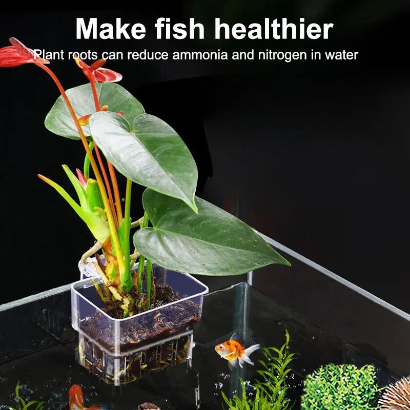 Hydroponic Planting Basket for Fish Tank Aquarium Water Grass Cup Multiple Plant Landscape Bubbles Fish Bubbles