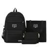 New Schoolbag Simple Solid Color Backpack for Girls Campus Students Four Piece Schoolbag Fashionable Travel Backpack