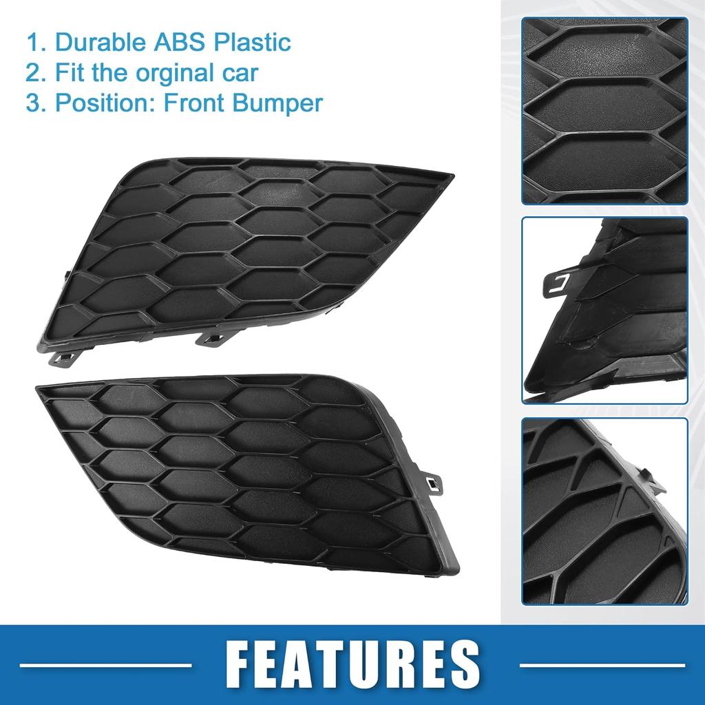 Car Front Fog Light Cover Grille No.622574AF0B/622564AF0B for Nissan Sentra 2016-2019 ABS Plastic Black (Set of 2)