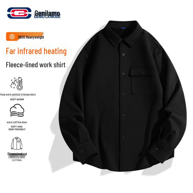 GENIOLAMODE Men s Fleece-Lined Long Sleeve Shirt L