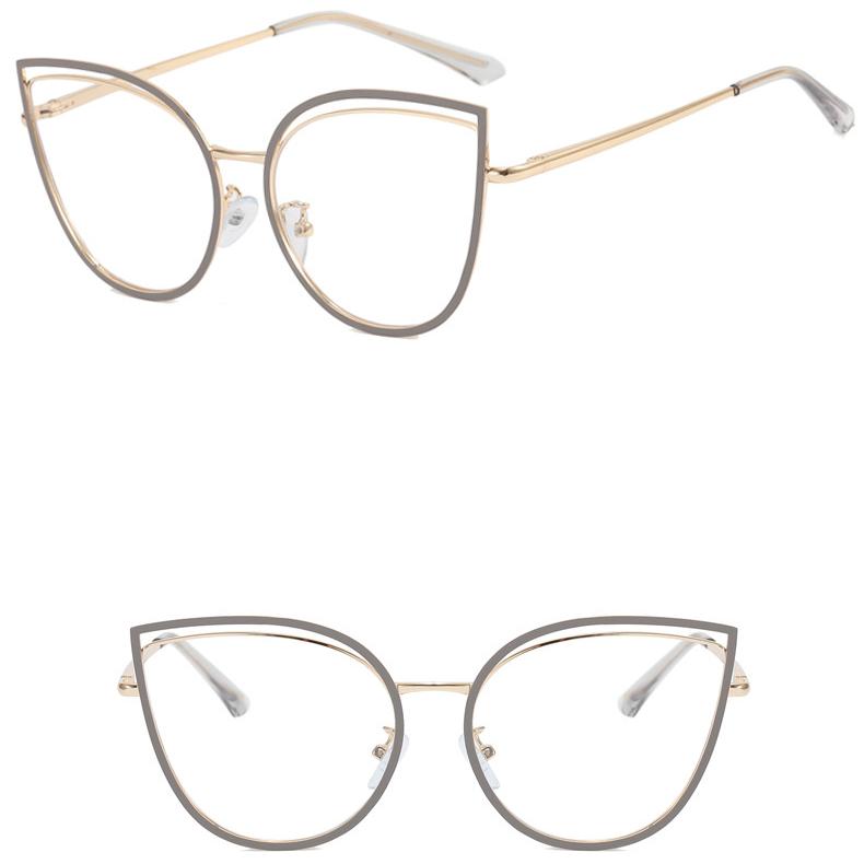 Women's Glasses Anti-Blue Light Fashion Retro Characteristic Artistic Hollow Cat's Eye Plain Glasses Student Commuter Street Shooting Travel Glasses