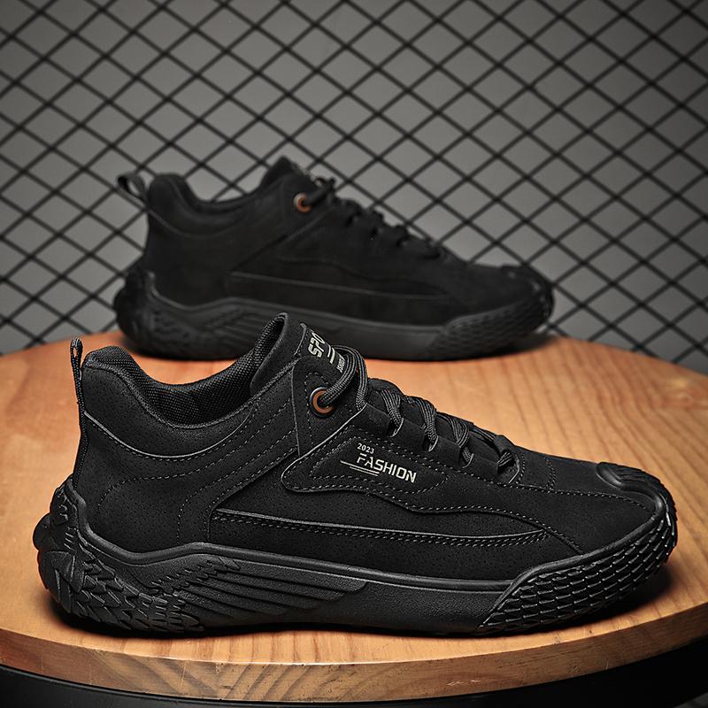 Ankle Boots Men's Casual Shoes Platform Sports Shoes Leather Shoes Fashion Round Toe Return To The Ancients Low-top Non-slip