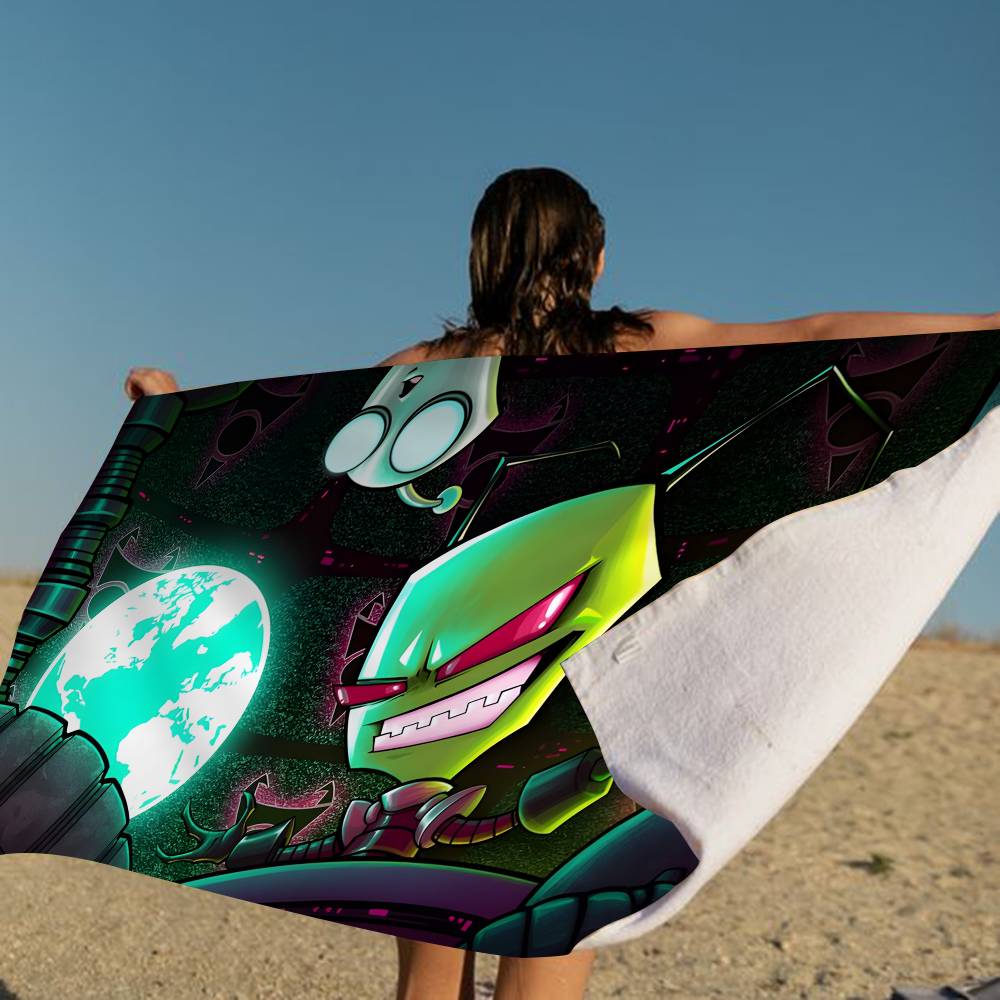 L-Invader Zim Cartoon Microfiber Beach Towel Absorbent Quick dry Soft Yoga Swimming Resort Mountain Climbing Towel