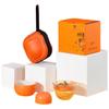 Portable Ceramic Travel Tea Set - Good Fortune Persimmon Design