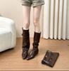 The inner height is increased, the simple square head can be disassembled, and the two-wear knight boots are retro style, new fashion temperament