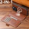 SUTENI Q-07 For iPhone 15 Pro Case Magnetic Color Splicing Cowhide Texture Leather Cover