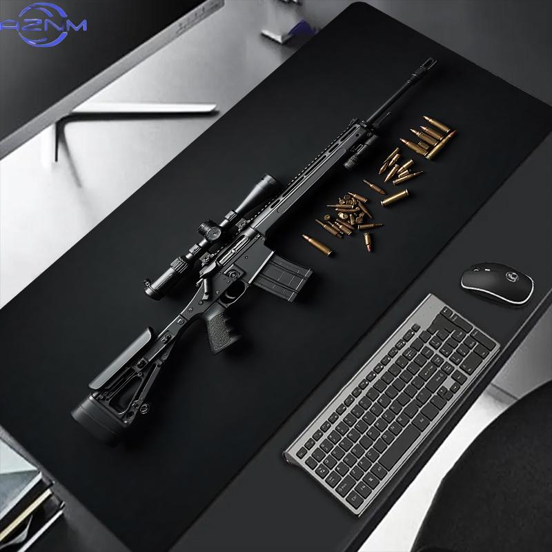 Tappetino Mouse Grande per Pistola Fucile Revolver Design Gaming di Precisione Base in Gomma Antiscivolo da Scrivania 80x40 Superficie Lavabile Tappetino per Ufficio