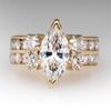 Huitan Luxury Gold Color Marquise Cubic Zirconia Rings Women for Wedding Bands Accessory Anniversary Gift Fashion Party