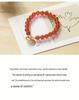 Festliches Damenarmband aus rotem Achat und Chalcedon mit Glöckchen - Chinesische Hanfu-Stil Accessoires