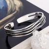 Wave Weave Personalized Minimalist Silver Punk Bracelet - Open Design Bangle