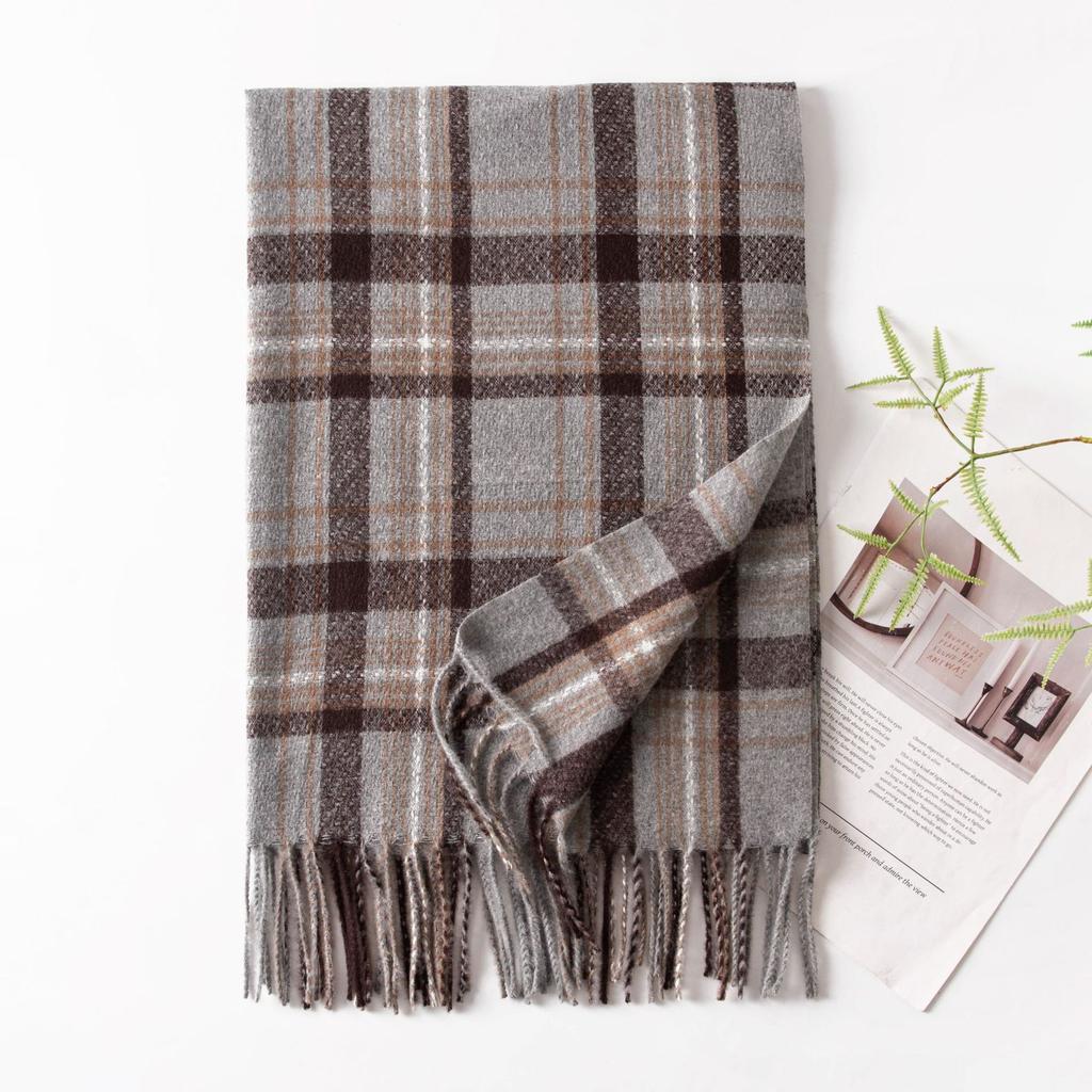 New Autumn and Winter Scarf for Women Winter High End Scarf Korean Style Thickened and Warm Imitation Cashmere Plaid Shawl