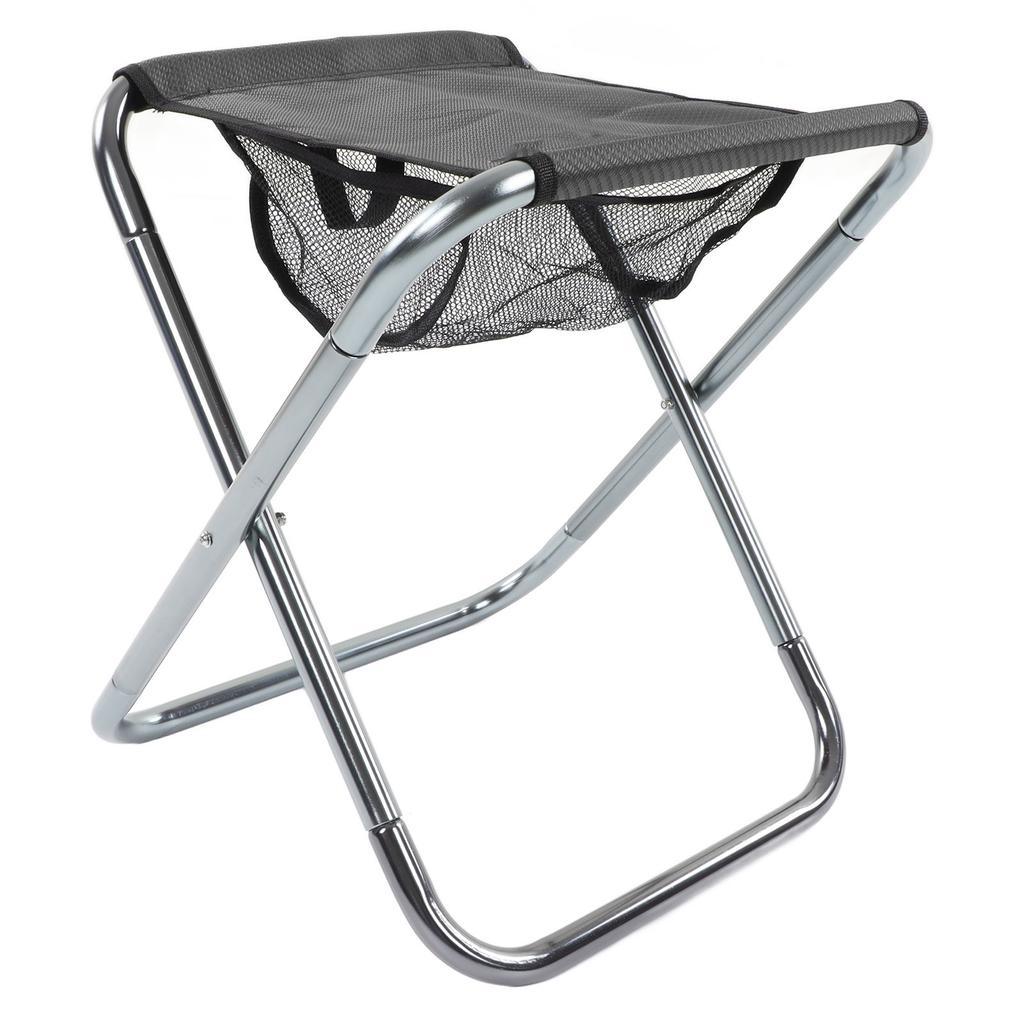 Outdoor Portable Folding Stool Aluminium Alloy Train Painting Camping Folding Stool Plus Size Silver Grey